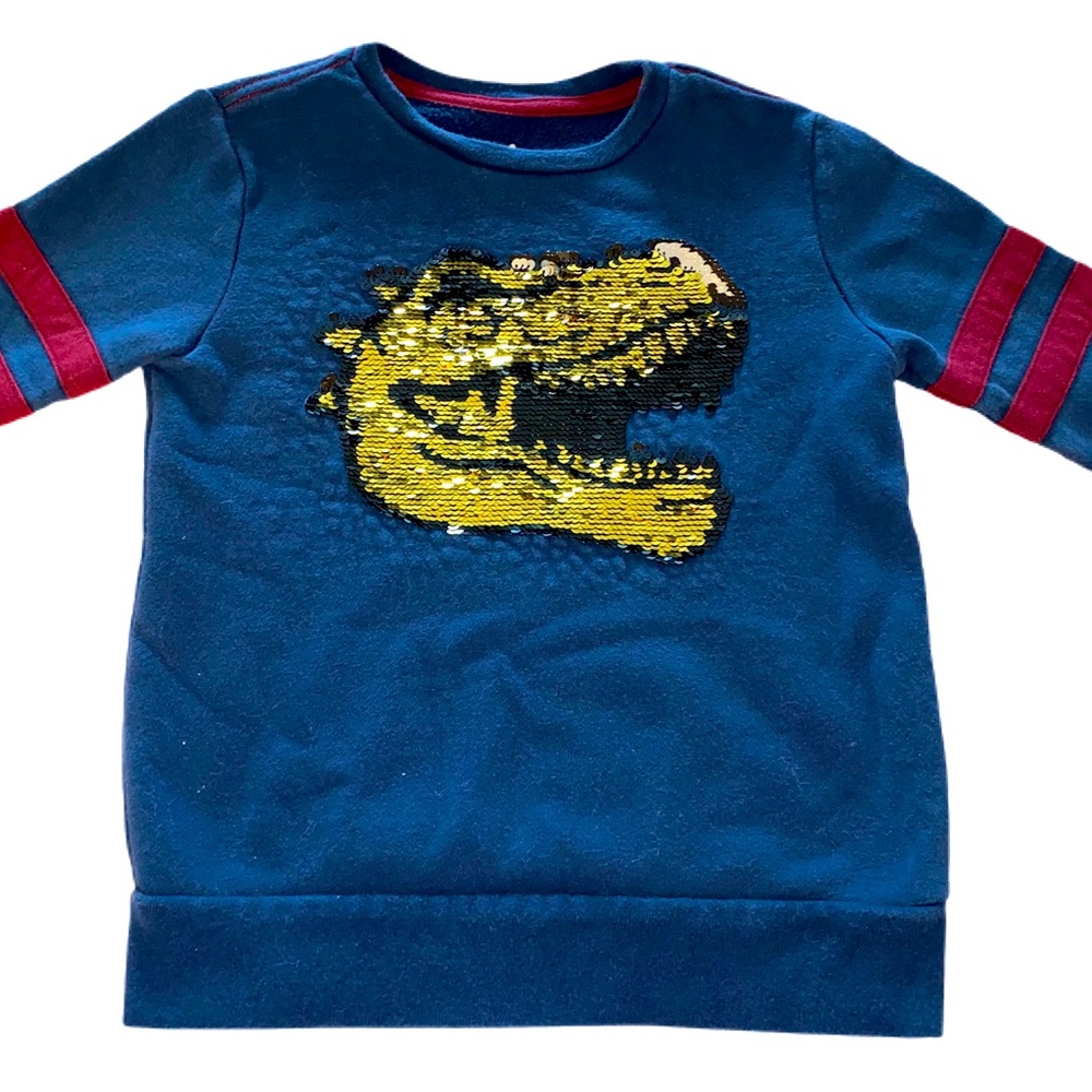 Navy Blue Boy Dinosaur Sequence Sweater 4T